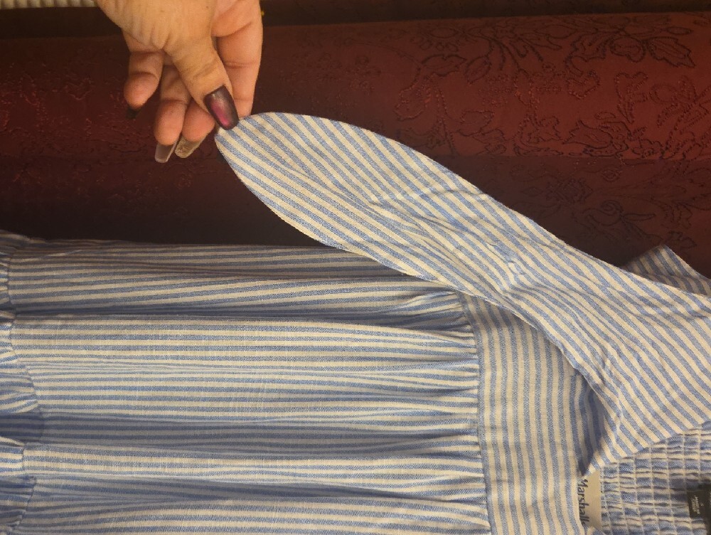 CECILIA NEW YORK Blue and White Striped Tie-Front Midi Sundress - Picture 9 of 16